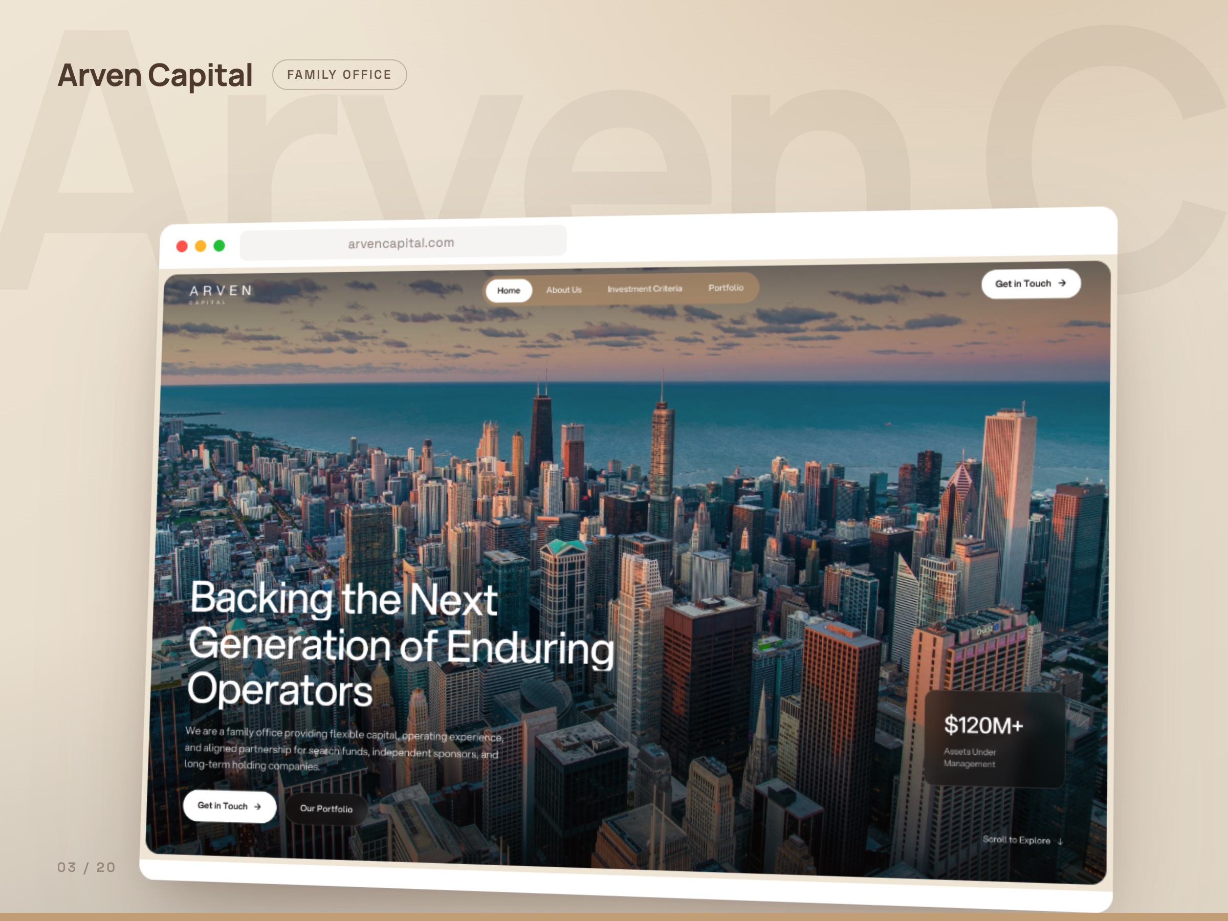 Arven Capital concept website, Investment