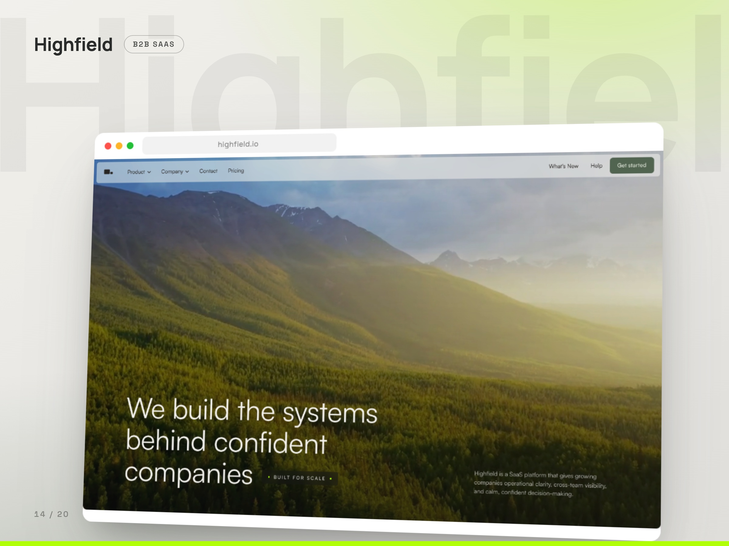 Highfield concept website, Agri SaaS