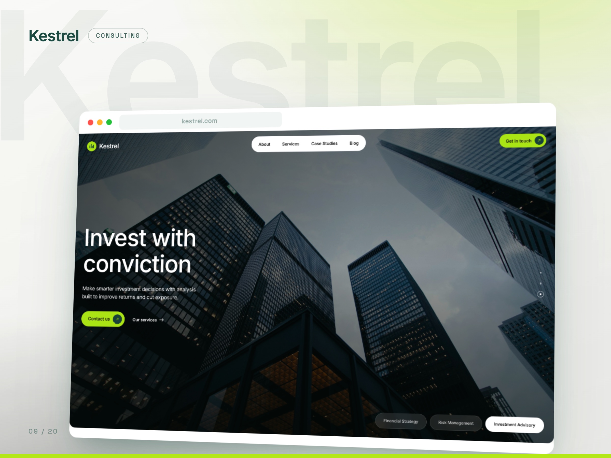 Kestrel Advisory concept website, Consulting