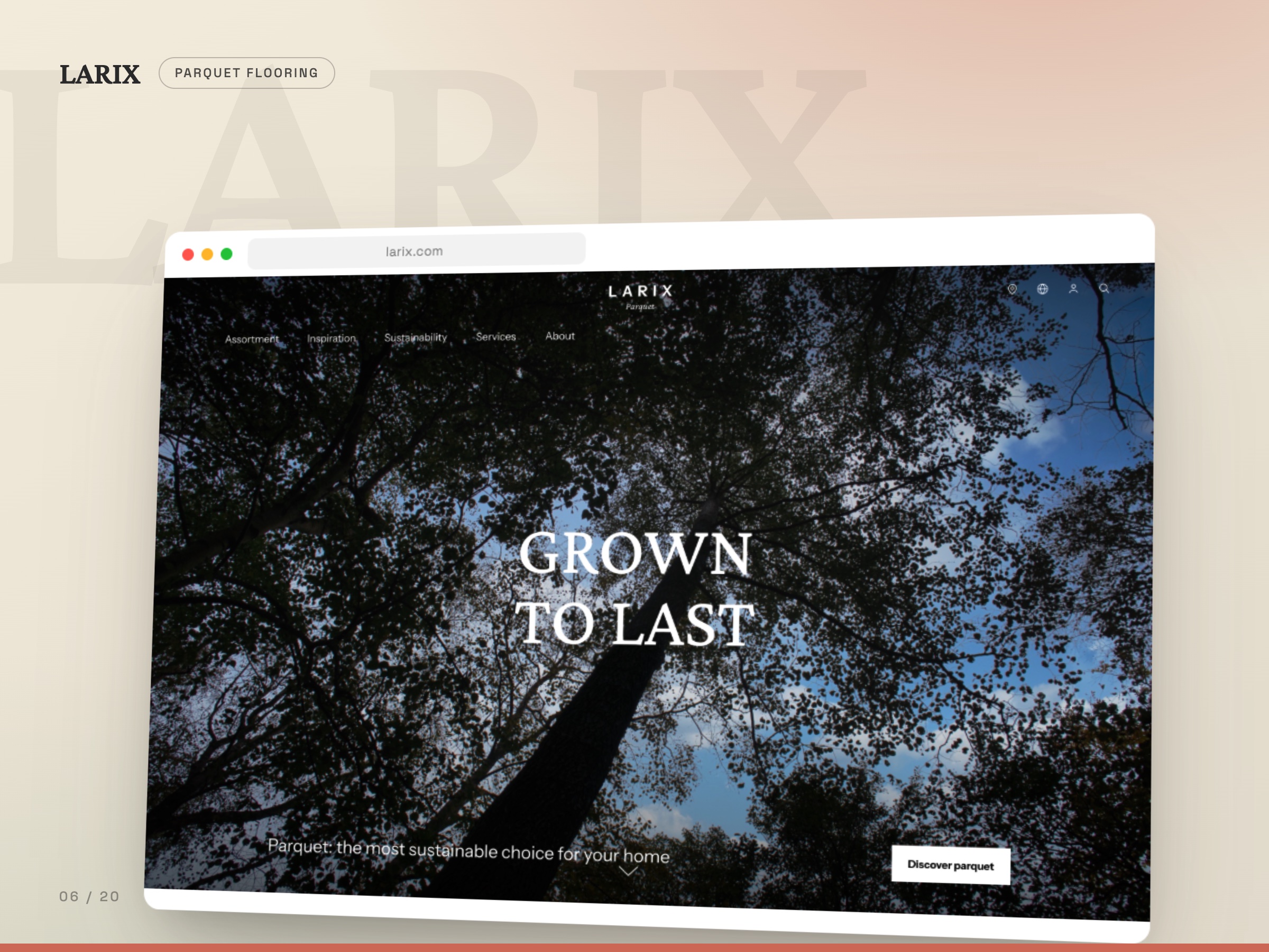LARIX Parquet concept website, Flooring