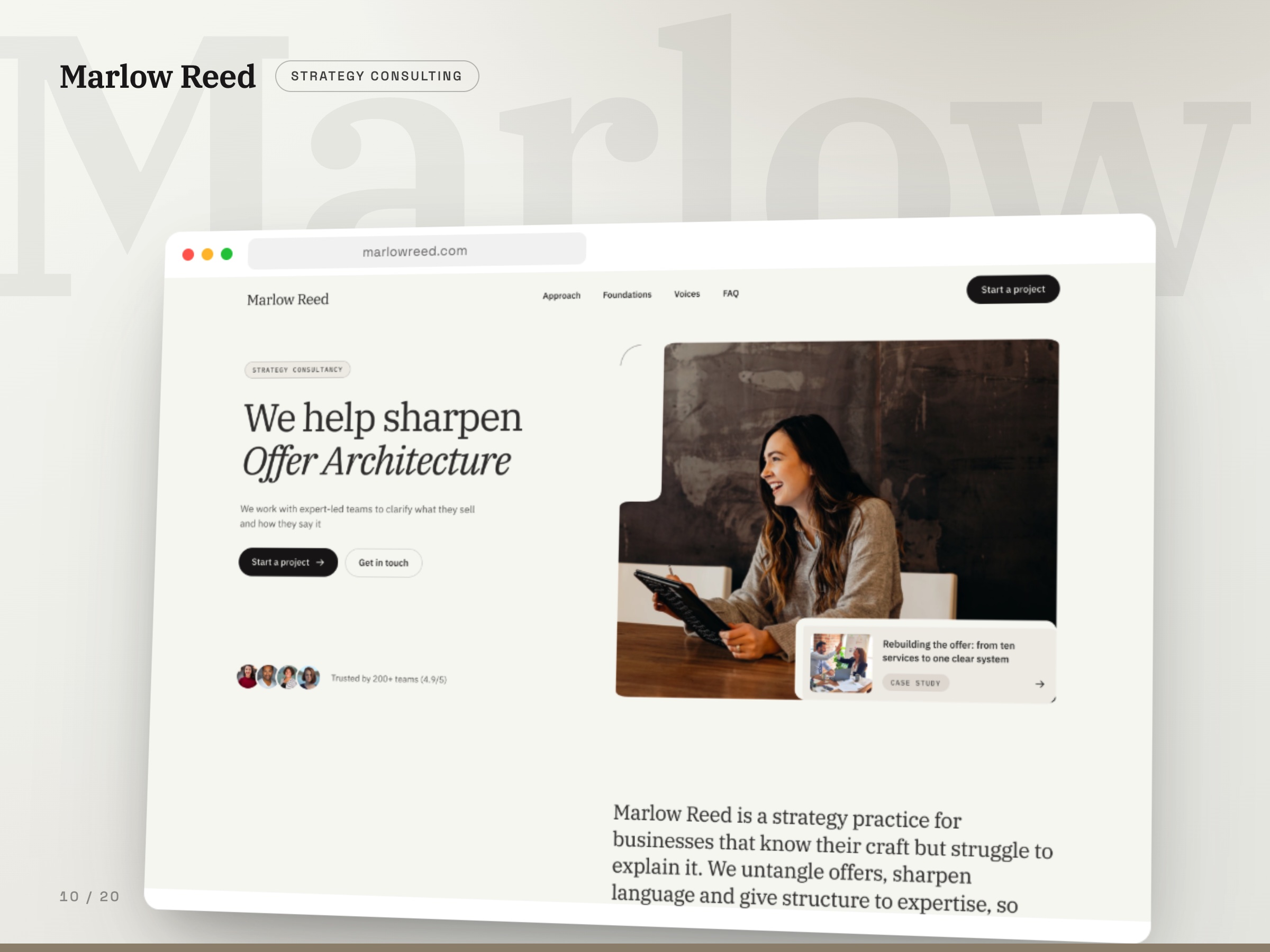 Marlow Reed concept website, Consulting