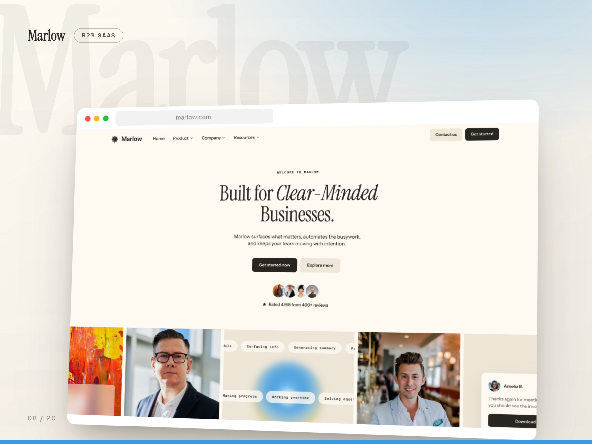 Marlow concept website, SaaS