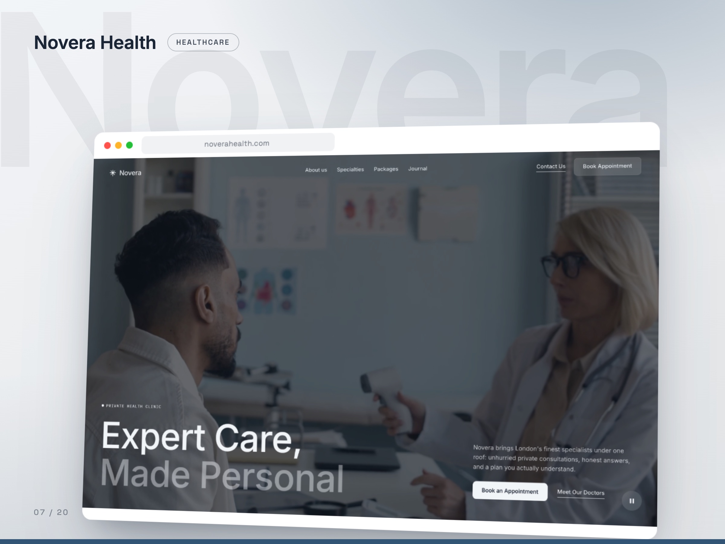 Novera Health concept website, Healthcare