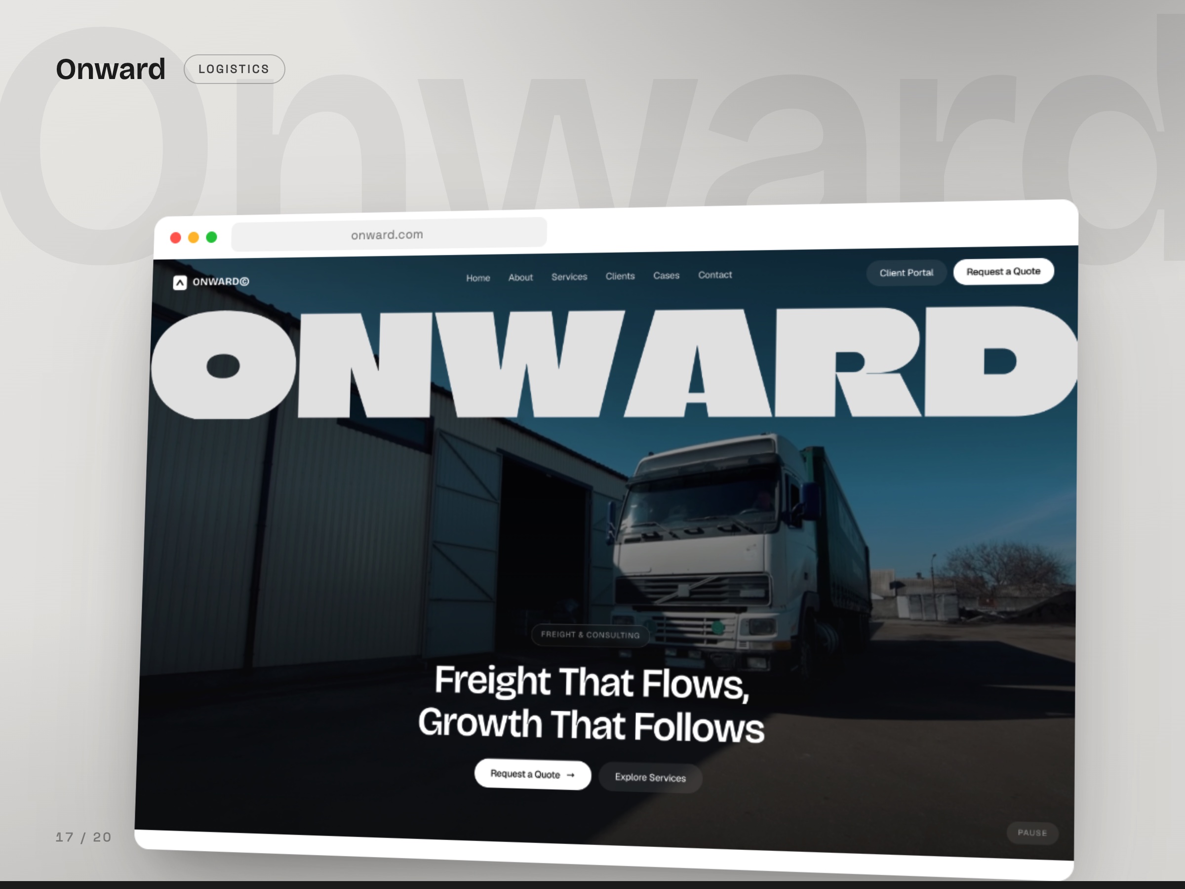 ONWARD concept website, Logistics