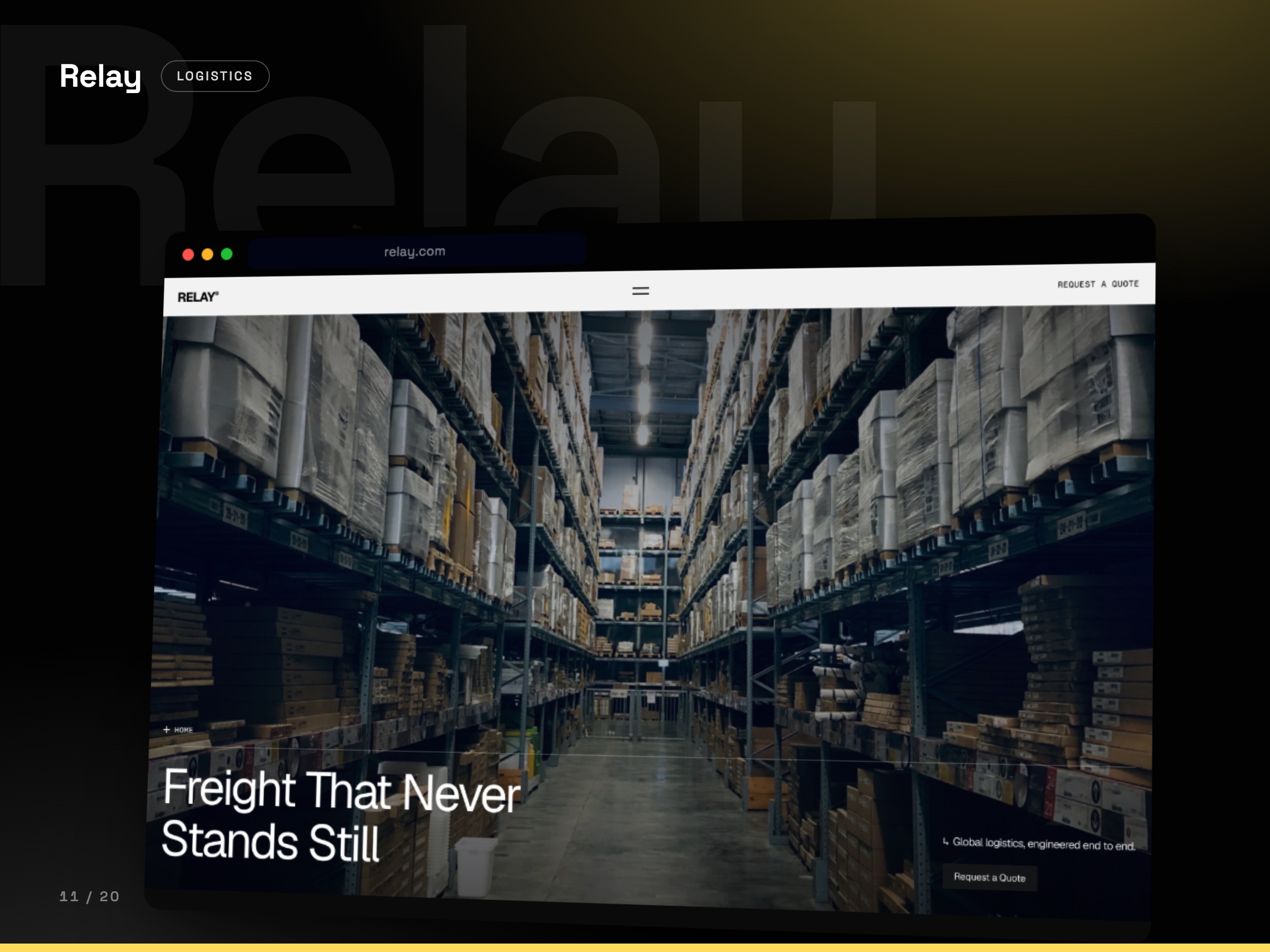 Relay concept website, Logistics