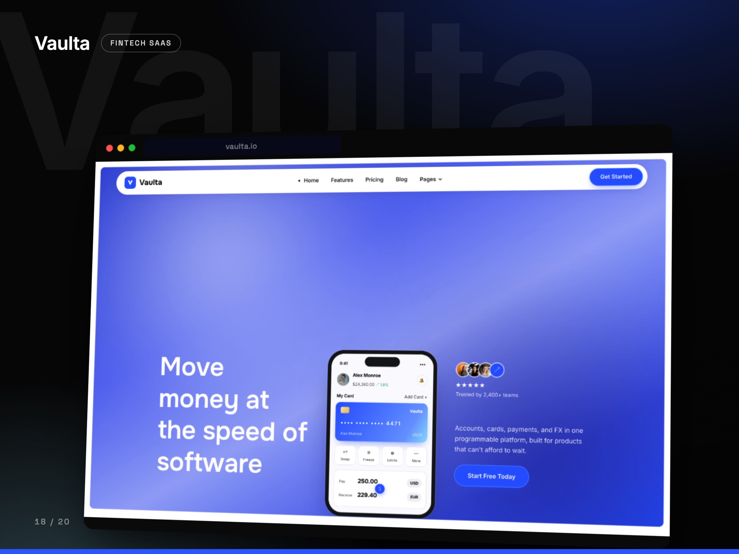 Vaulta concept website, Fintech