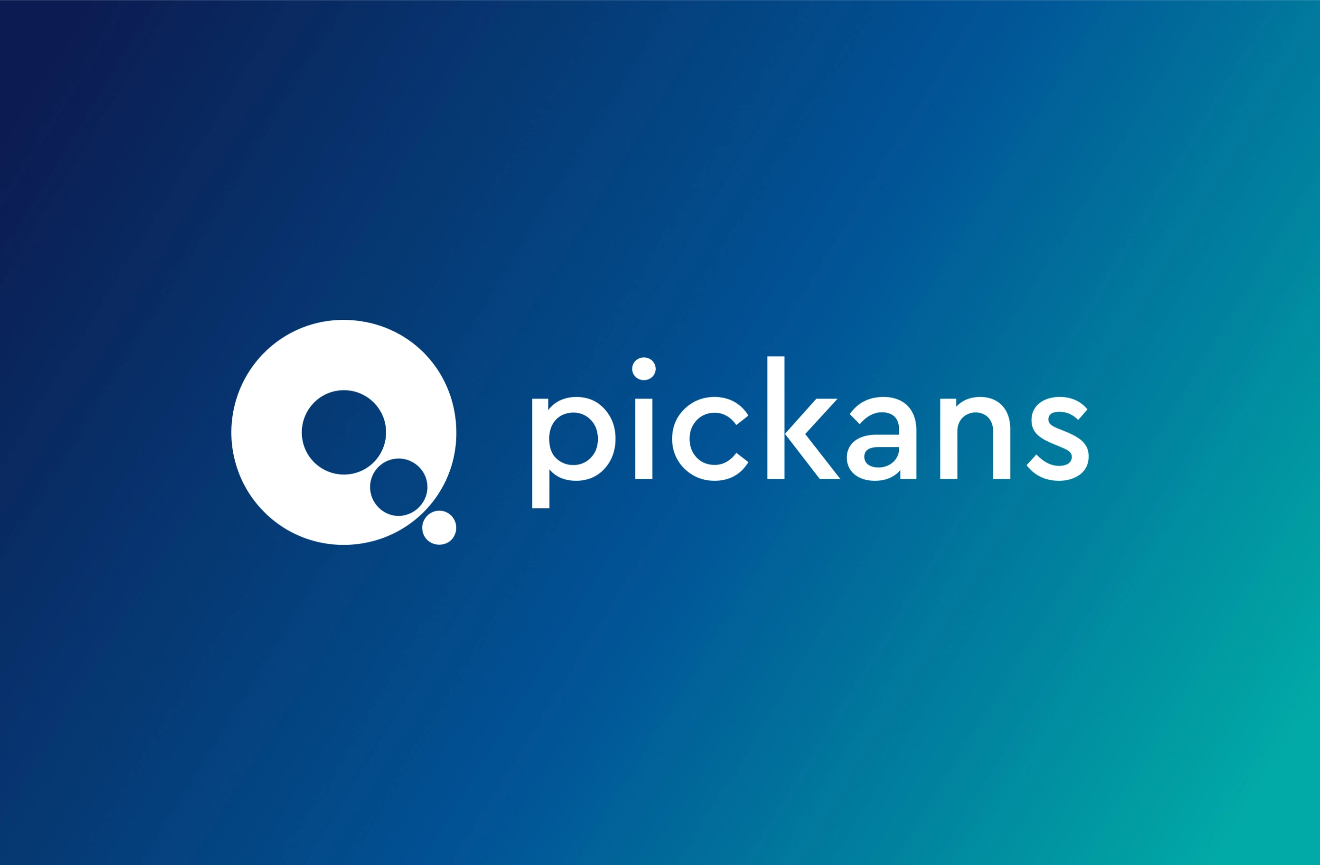 Pickans — brand identity on blue-teal gradient
