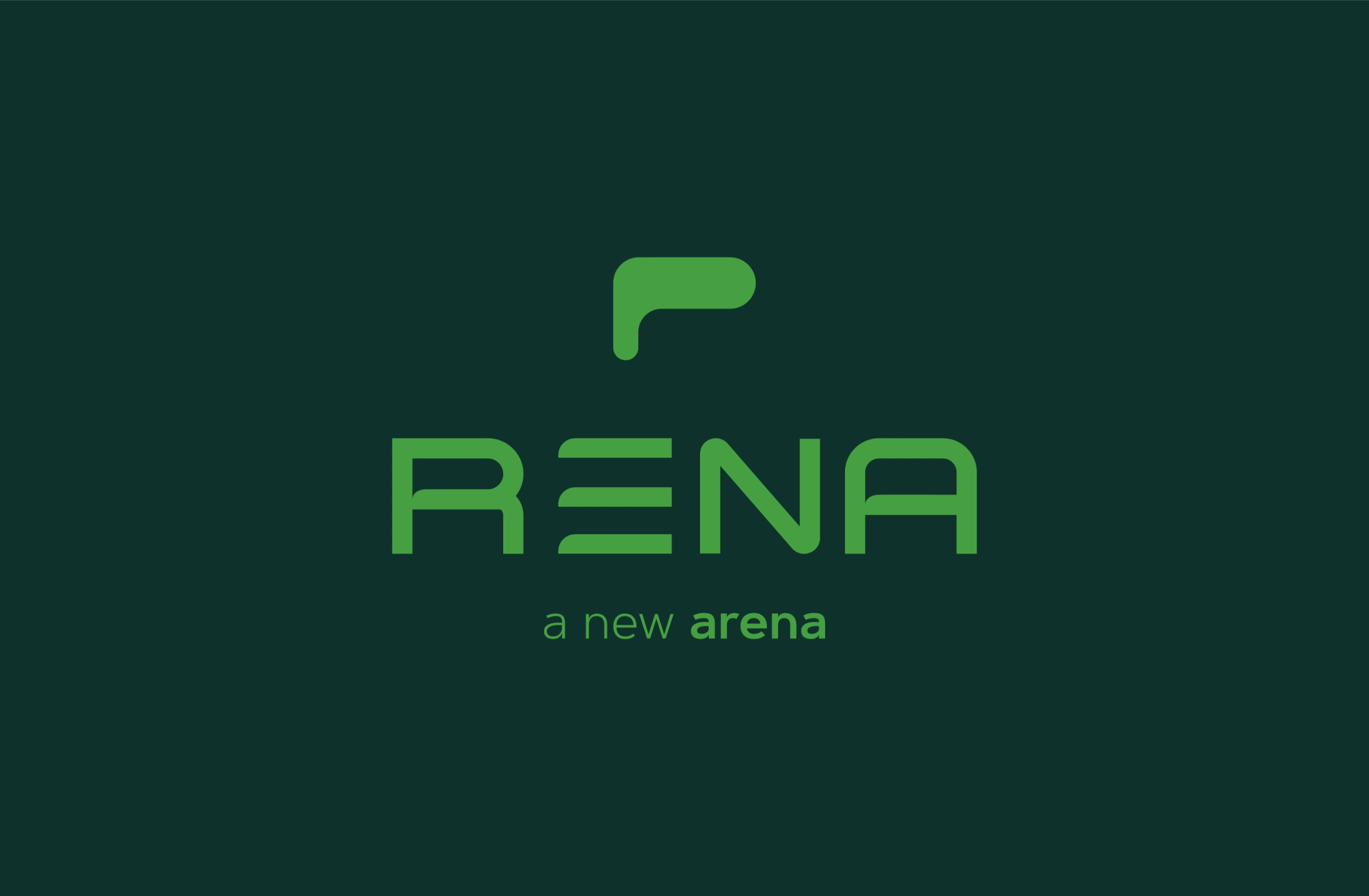 Rena — a new arena brand identity on deep green